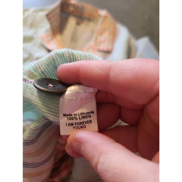 NWOT Flax brand linen button down multi color striped jacket sz Large - Picture 3 of 4